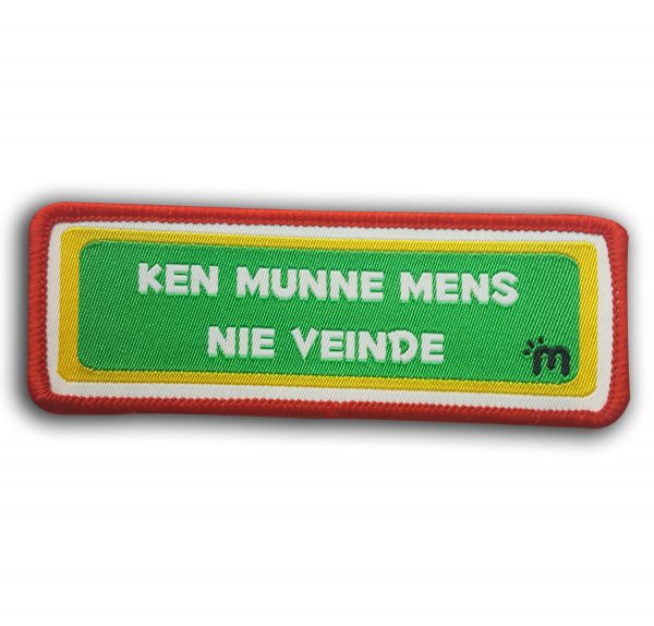 Tekst embleem Ken munne mens nie veinde